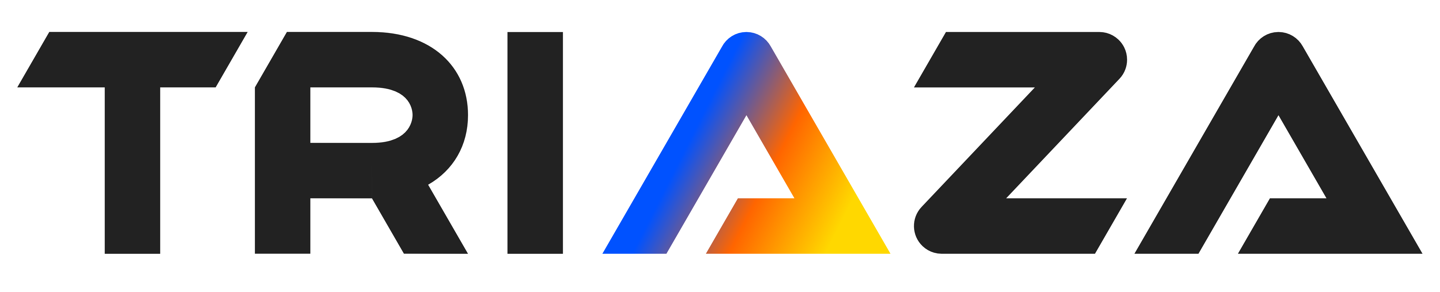 TRIAZA logo with gradient triangle design.