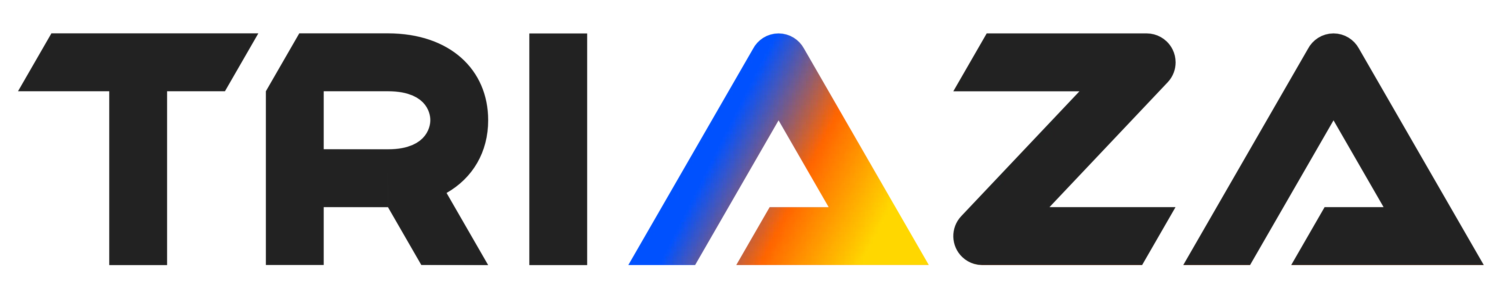 TRIAZA logo with gradient triangle design.