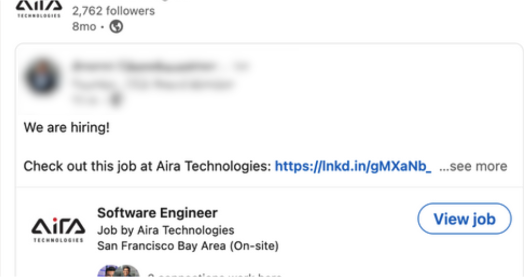 Social presence example before Triaza
